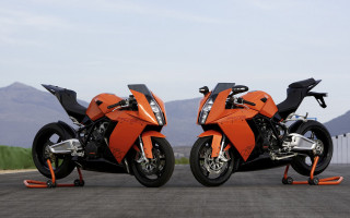 Orange motorcycles mountains symmetry digital - perfect symmetry free wallpaper