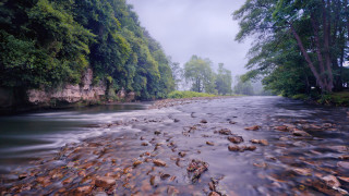 Hudson river forest waterfall mountains - wide angle len free wallpaper