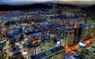 Tokyo night cityscape lights mountains - free city wallpaper