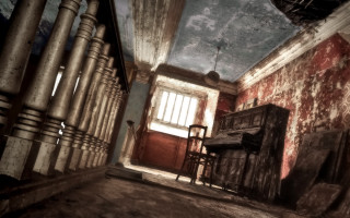 Room piano chair window door - another room free wallpaper