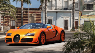 Bugatti palm trees cityscape vibrant - a bugatti car free wallpaper