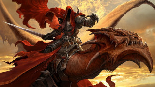 Man dragon rider demon sword - his hand and a demon free wallpaper