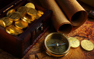 Compass map coins roll paper - a compass free wallpaper