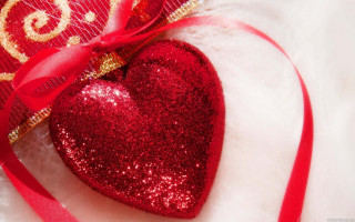 Red heart ribbon love crossstitch - a cross stitch free wallpaper
