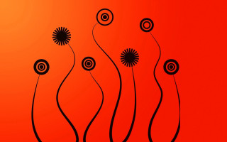 Red background black flowers black - generative free wallpaper for desktop