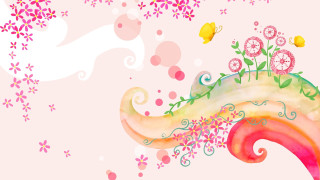 Colorful wave flowers butterflies bird - a white bird free wallpaper