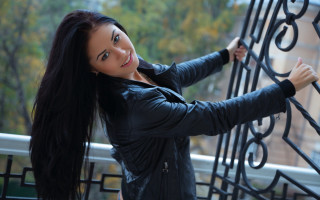 Gothic woman fence smile darkhair - gothic free wallpaper