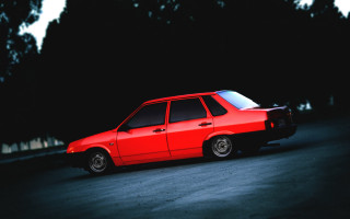 Red car night road trees - andreas gursky free wallpaper