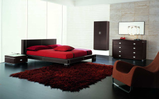Red bed brown chair mirror - a red rug free wallpaper