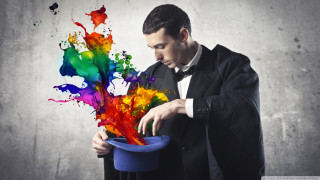 Man tuxedo blue hat colorful - magic free wallpaper for desktop