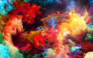 Colorful smoke stars mystical fire - psychedelic art free wallpaper for desktop