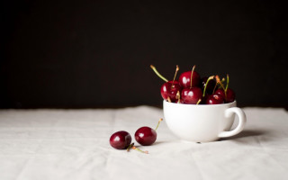 White bowl cherries tablecloth minimalist - tablecloth free wallpaper