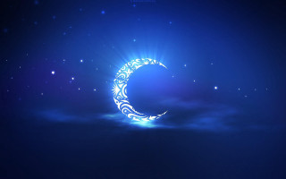 Crescent moon blue background stars 2 - a crescent moon free wallpaper