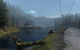 River house forest moon godrays - godray free wallpaper