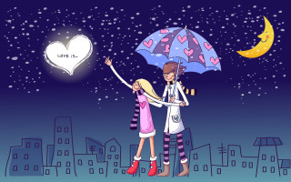 Couple under umbrella love starry - carle hessay free wallpaper