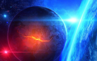 Space station space aurora moon - red light free wallpaper