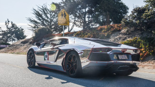 Silver sports car forest no - a yellow sign free wallpaper