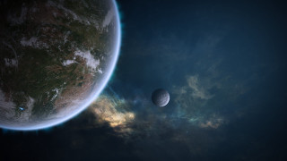 Space planet earth moon galaxy 2 - two planet free wallpaper