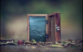 Door water sky door floor - liminal space free wallpaper