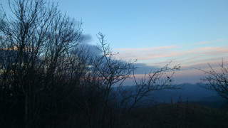 Mountain trees sky clouds fence - pastell free wallpaper