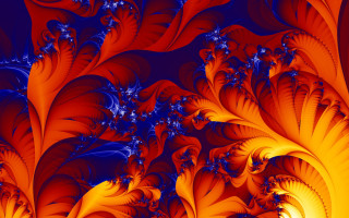 Fractal orange blue fire burn - a blue center free wallpaper