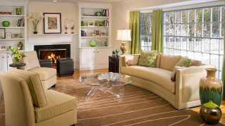 Living room fireplace couch chair 3 - a living room free wallpaper for desktop