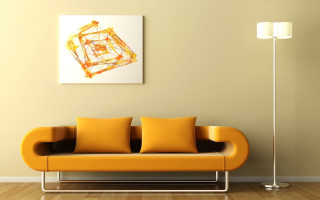 Living room couch lamp painting - a couch and a lamp free wallpaper