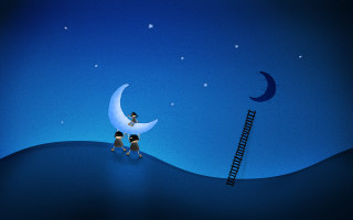 Moonlit hill ladder moon magical - a ladder free wallpaper