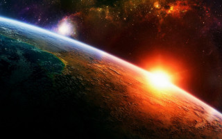 Earth space sun stars matte 2 - a bright sun in the background free wallpaper