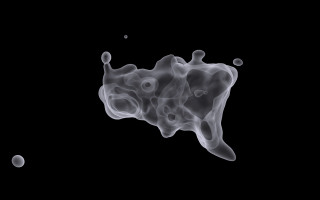 Black smoke bubbles white moon - ambient occlusion free wallpaper for desktop