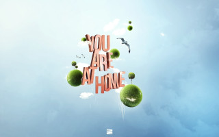 Blue sky green balls bird - you free wallpaper for desktop