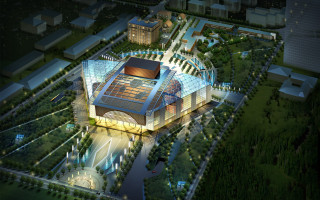 Large building lights trees edi - isometric free wallpaper