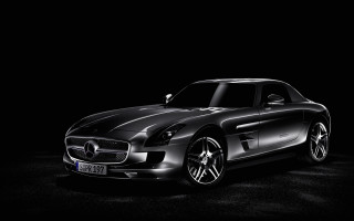 Mercedes sls roadster black white - a license plate free wallpaper