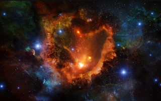 Heart shaped star cluster space - star and dust free wallpaper