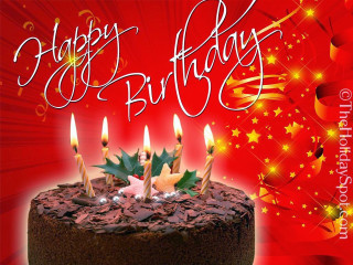 Birthday cake candles red background - free holidays wallpaper