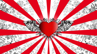 Heart wings floral red japanese - the center free wallpaper