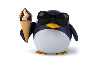 Penguin sunglasses icecream sundae 3d - ayo free wallpaper