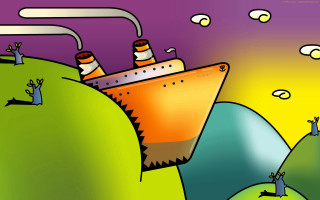 Boat lizard hill man moon - a lizard free wallpaper for desktop