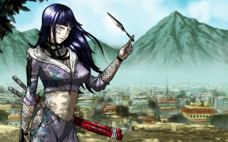 Woman sword knife city mountain - a knife and a sword free wallpaper