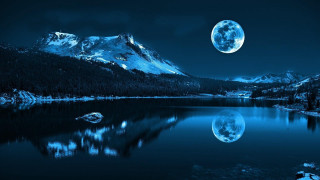 Full moon mountain lake night 2 - full moon free wallpaper