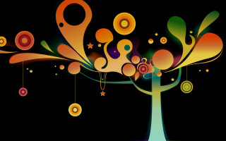 Colorful tree circles stars abstract - circle free wallpaper