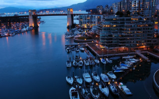 Harbor boats bridge night lights 2 - vancouver school free wallpaper