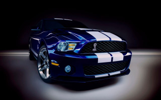 Blue mustang white stripes detailed - hood hood free wallpaper