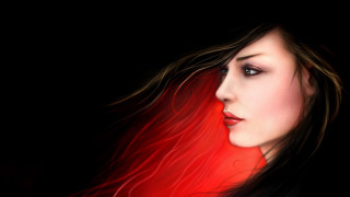 Gothic digital painting longhair redlips - artistic free wallpaper