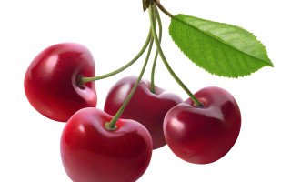 Three cherries green leaf white - end free wallpaper for desktop