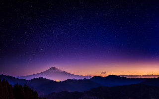 Mountain range purple sky stars 2 - night sky free wallpaper for desktop