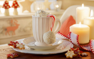 White cup candy canes candle - a white cup free wallpaper
