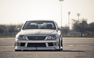 White car parking lot trees 2 - clean line free wallpaper