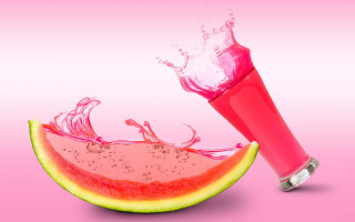 Watermelon slice juice splash pink - a watermelon free wallpaper