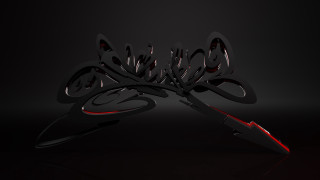 Black object red accents 3d - a red light in the middle of it free wallpaper for desktop